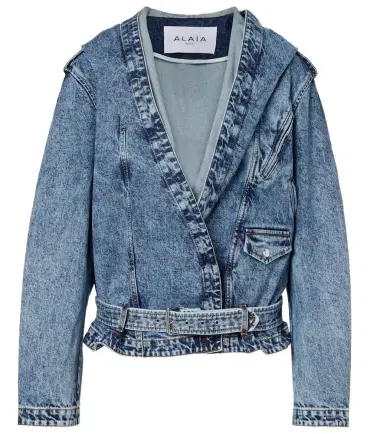 Alaïa Alaïa Belted hooded denim jacket | Thumbnail 1 Alaïa Alaïa Belted hooded denim jacket | Thumbnail 1