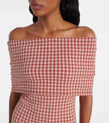 Alaïa Alaïa Gingham off-shoulder maxi dress | Thumbnail 2