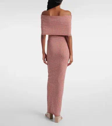 Alaïa Alaïa Gingham off-shoulder maxi dress | Thumbnail 4