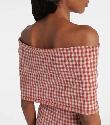 Alaïa Alaïa Gingham off-shoulder maxi dress | Thumbnail 6
