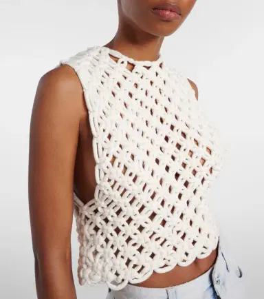 Alaïa Alaïa Open-knit cotton-blend top | Thumbnail 2