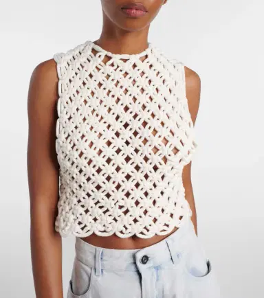 Alaïa Alaïa Open-knit cotton-blend top | Thumbnail 5