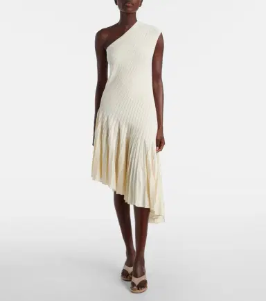 Alaïa Alaïa Asymmetric pleated crêpe midi dress | Thumbnail 2