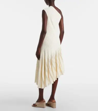 Alaïa Alaïa Asymmetric pleated crêpe midi dress | Thumbnail 5