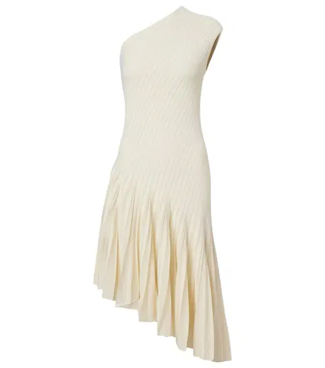 Alaïa Asymmetric pleated crêpe midi dress