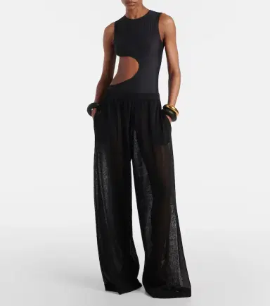 Alaïa Alaïa Sheer linen and silk wide-leg pants | Thumbnail 3 Alaïa Alaïa Sheer linen and silk wide-leg pants | Thumbnail 3