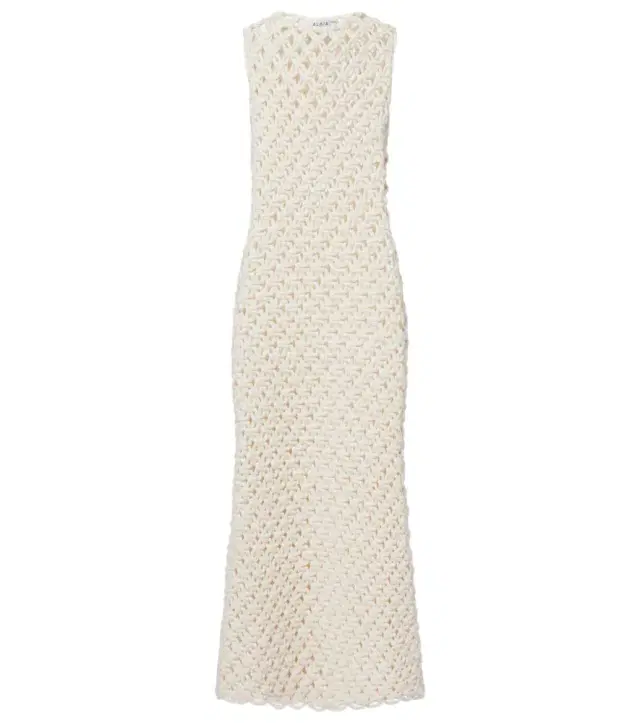 Alaïa Open-knit cotton-blend maxi dress