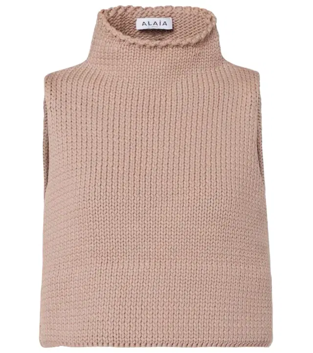 Alaïa Cropped cotton-blend turtleneck top