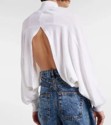 Alaïa Alaïa Cropped linen turtleneck sweater | Thumbnail 6
