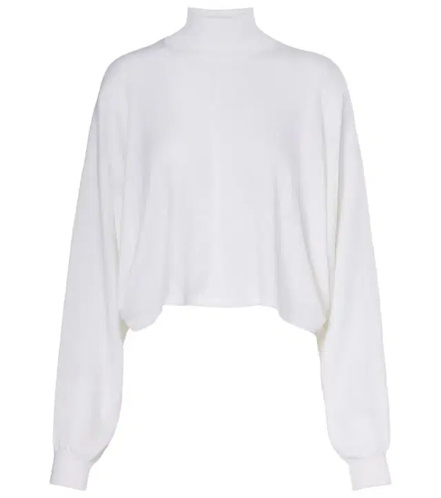 Alaïa Cropped linen turtleneck sweater