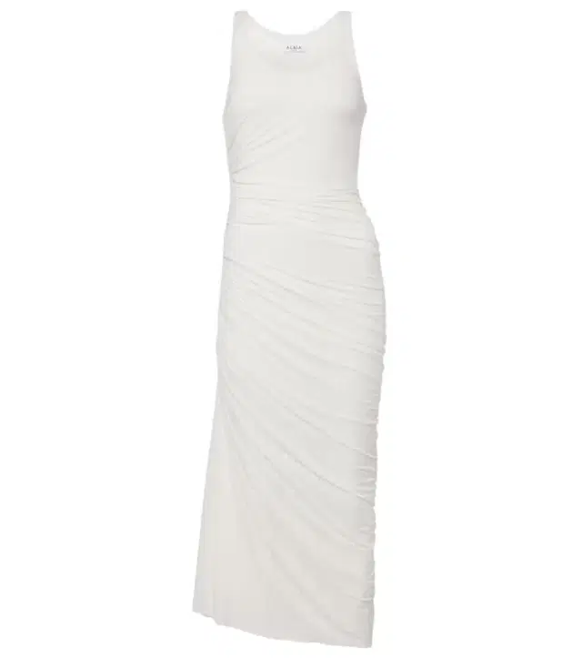 Alaia Alaïa Asymmetric gathered jersey maxi dress