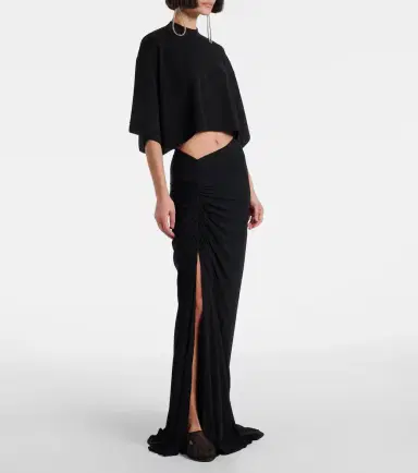 Alaïa Alaïa Gathered jersey maxi skirt | Thumbnail 2