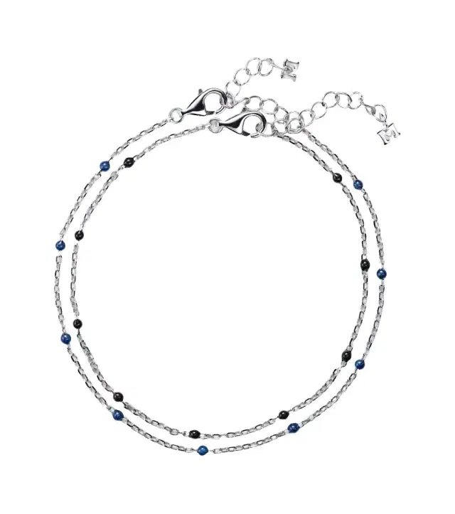 Mateo Set of 2 sterling silver and enamel chain bracelets