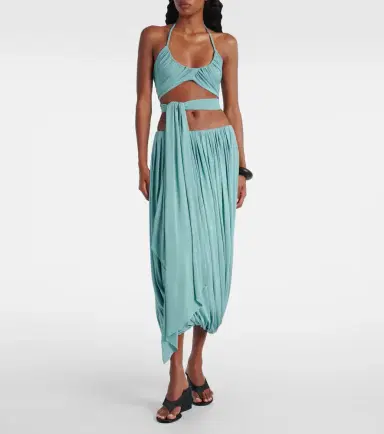 Alaïa Alaïa Gathered jersey midi skirt | Thumbnail 3