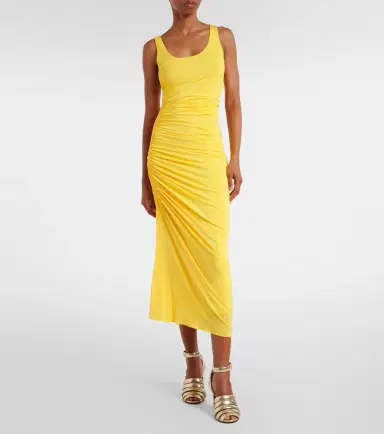 Alaïa Alaïa Asymmetric gathered jersey midi dress | Thumbnail 4