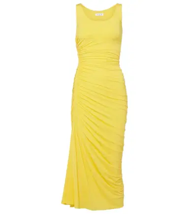 Alaïa Alaïa Asymmetric gathered jersey midi dress | Thumbnail 1