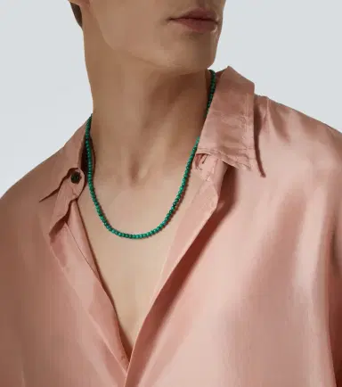 Mateo 14kt gold beaded necklace with malachite | Thumbnail 4 Mateo 14kt gold beaded necklace with malachite | Thumbnail 4
