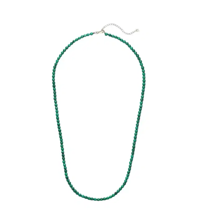 14kt gold beaded necklace with malachite