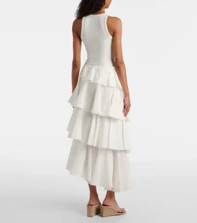 Alaïa Alaïa Asymmetric cotton and linen midi skirt | Thumbnail 3 Alaïa Alaïa Asymmetric cotton and linen midi skirt | Thumbnail 3