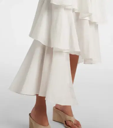 Alaïa Alaïa Asymmetric cotton and linen midi skirt | Thumbnail 4 Alaïa Alaïa Asymmetric cotton and linen midi skirt | Thumbnail 4