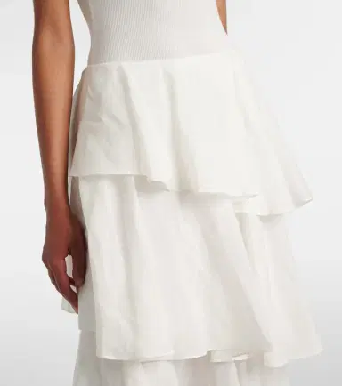 Alaïa Alaïa Asymmetric cotton and linen midi skirt | Thumbnail 5 Alaïa Alaïa Asymmetric cotton and linen midi skirt | Thumbnail 5