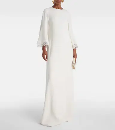 Oscar de la Renta Lace-trimmed silk-blend georgette kaftan | Thumbnail 2