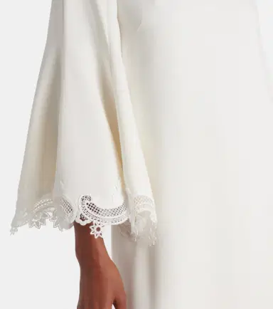 Oscar de la Renta Lace-trimmed silk-blend georgette kaftan | Thumbnail 5