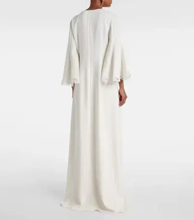 Oscar de la Renta Lace-trimmed silk-blend georgette kaftan | Thumbnail 6
