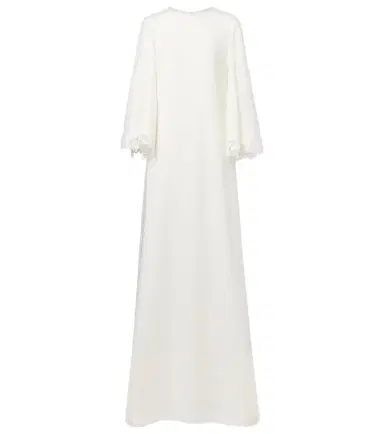 Oscar de la Renta Lace-trimmed silk-blend georgette kaftan | Thumbnail 1