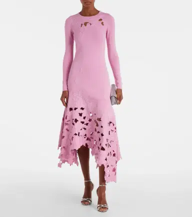 Oscar de la Renta Floral embroidered midi dress | Thumbnail 4
