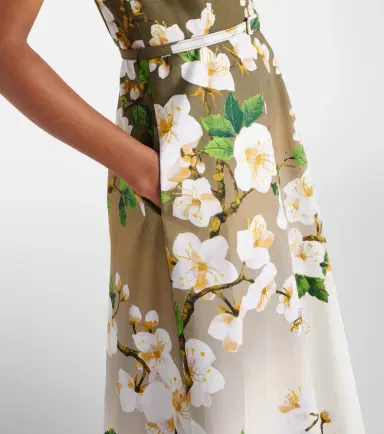 Oscar de la Renta Floral ombré cotton-blend cocktail dress | Thumbnail 3