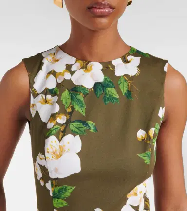 Oscar de la Renta Floral ombré cotton-blend cocktail dress | Thumbnail 4