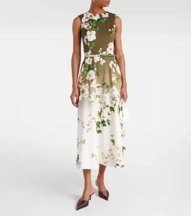 Oscar de la Renta Floral ombré cotton-blend cocktail dress | Thumbnail 5