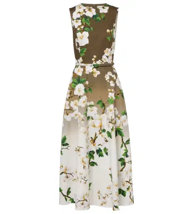 Oscar de la Renta Floral ombré cotton-blend cocktail dress | Thumbnail 1