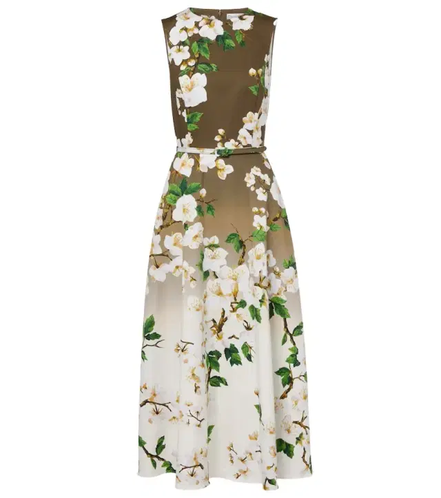 Oscar de la Renta Floral ombré cotton-blend cocktail dress