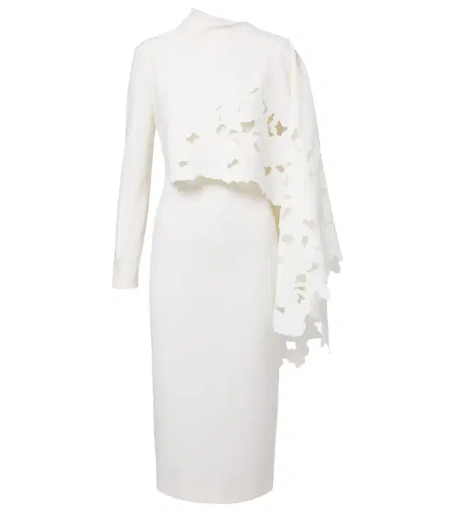 Oscar de la Renta Cape-detail wool-blend midi dress