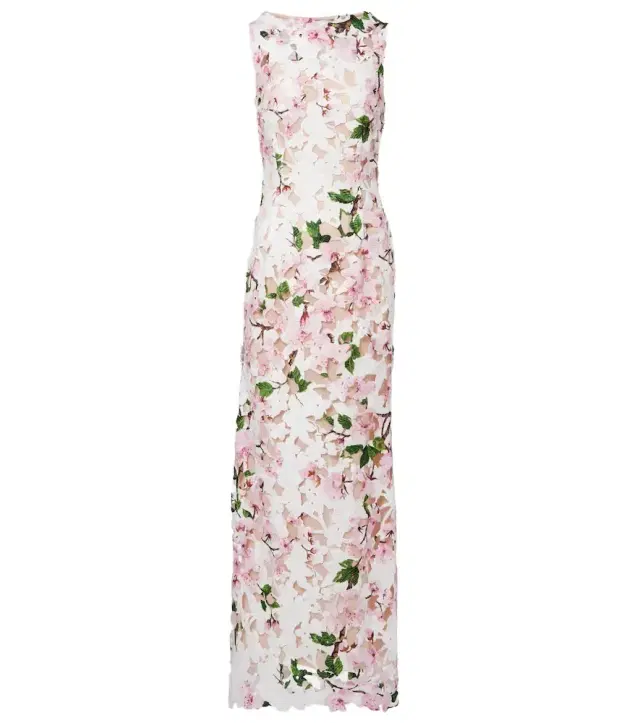 Oscar de la Renta Floral guipure lace gown