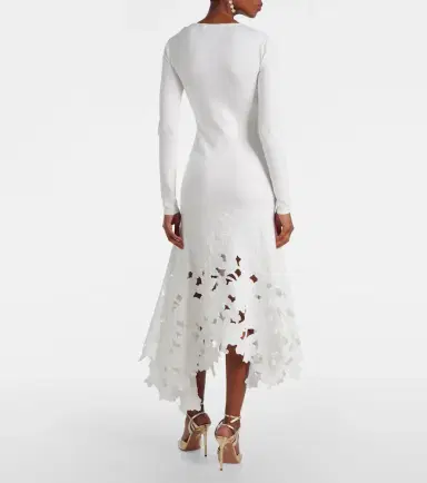 Oscar de la Renta Lace-trimmed asymmetric midi dress | Thumbnail 2
