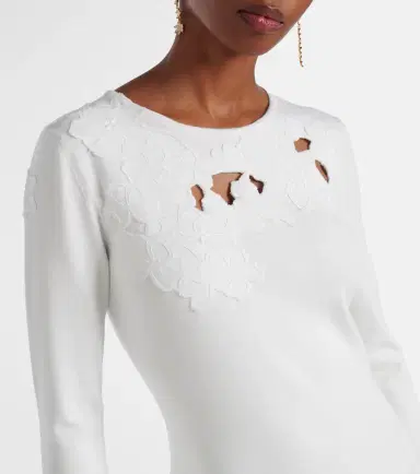 Oscar de la Renta Lace-trimmed asymmetric midi dress | Thumbnail 3