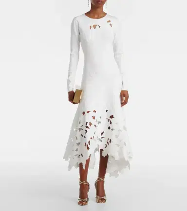Oscar de la Renta Lace-trimmed asymmetric midi dress | Thumbnail 4