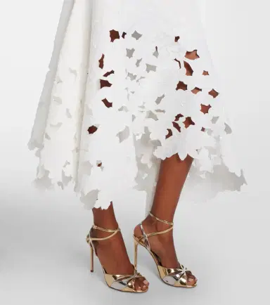 Oscar de la Renta Lace-trimmed asymmetric midi dress | Thumbnail 6