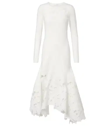 Oscar de la Renta Lace-trimmed asymmetric midi dress | Thumbnail 1