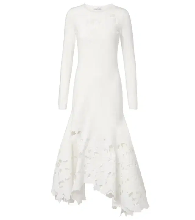 Oscar de la Renta Lace-trimmed asymmetric midi dress