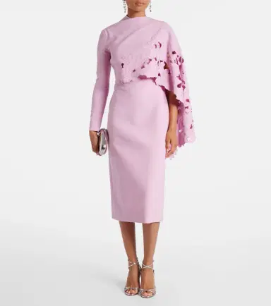 Oscar de la Renta Cape-detail wool-blend midi dress | Thumbnail 2
