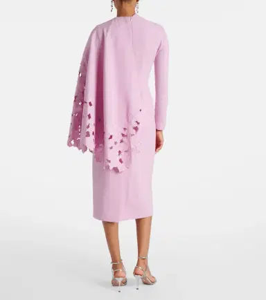 Oscar de la Renta Cape-detail wool-blend midi dress | Thumbnail 3