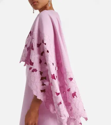 Oscar de la Renta Cape-detail wool-blend midi dress | Thumbnail 4
