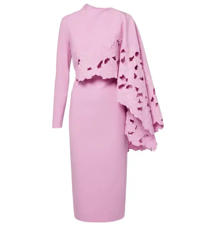 Oscar de la Renta Cape-detail wool-blend midi dress
