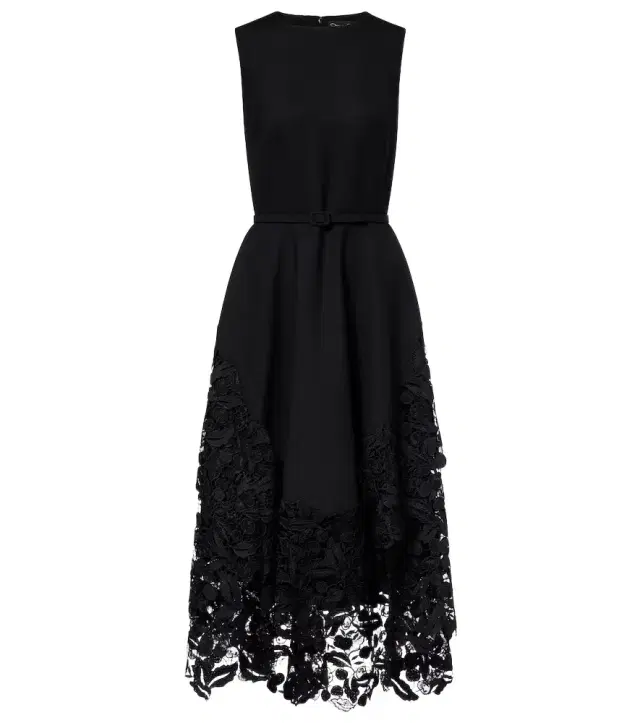 Oscar de la Renta Wool-blend and lace cocktail dress