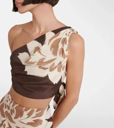 SIR Floral one-shoulder silk satin top | Thumbnail 5