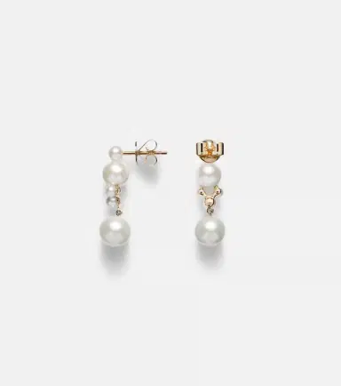 Sophie Bille Brahe Luna 14kt gold earrings with freshwater pearls | Thumbnail 2